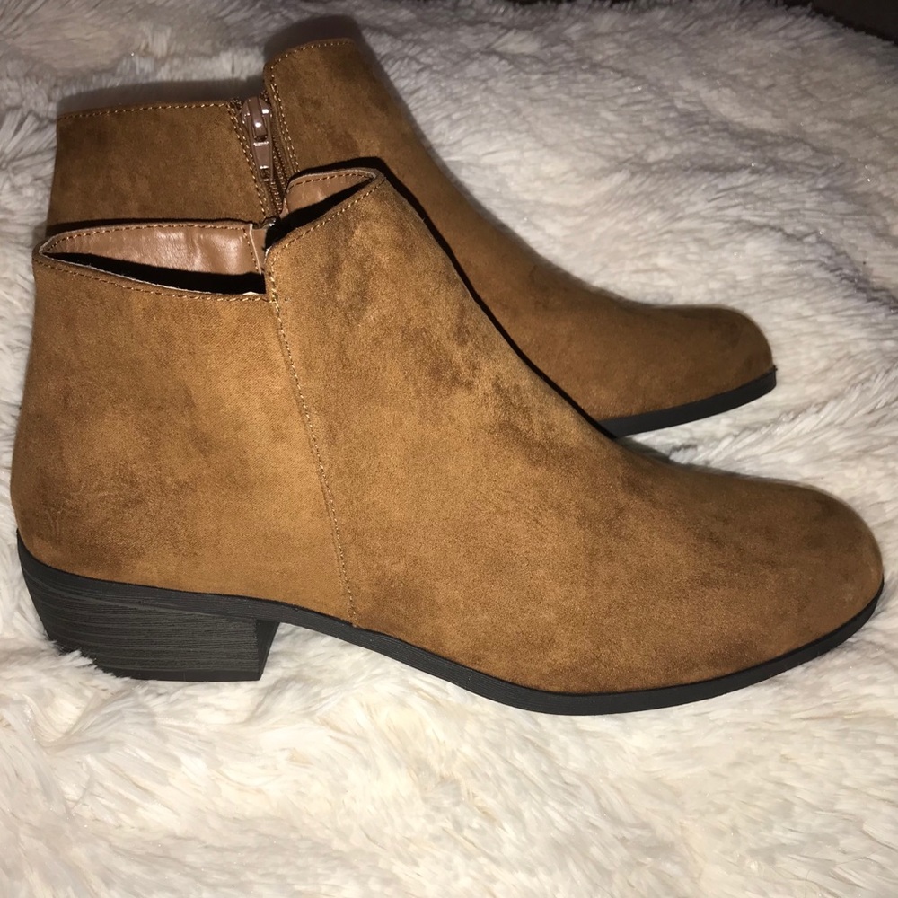 Brown suede booties
